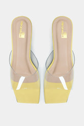 Clear Yellow Open Toe Block Heels