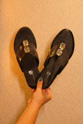 Diamond Embellished Clear Black Flats