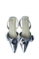 Glass Silver Cinderella Bow Wedges