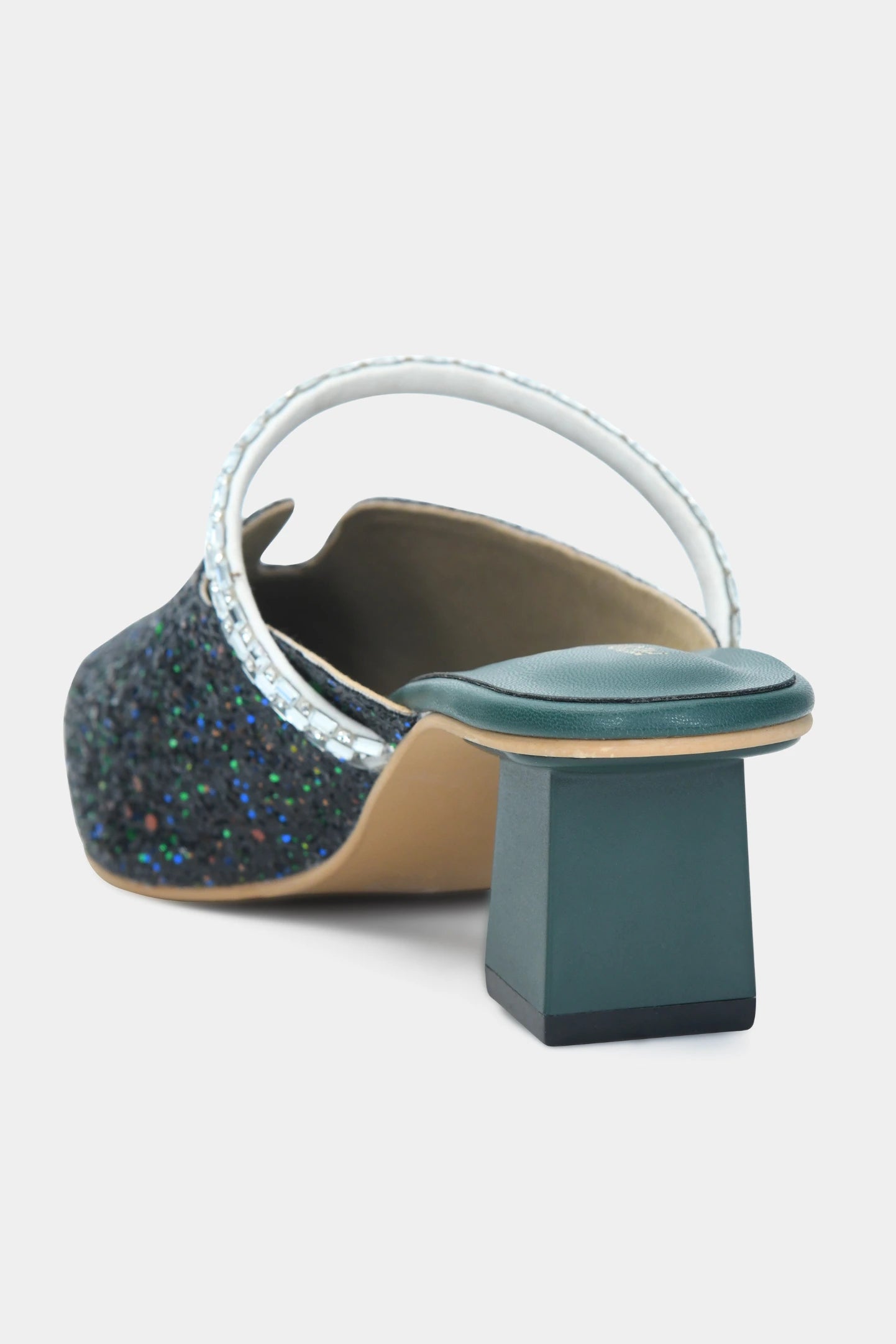 Rhinestone Bling Dark Green Mules