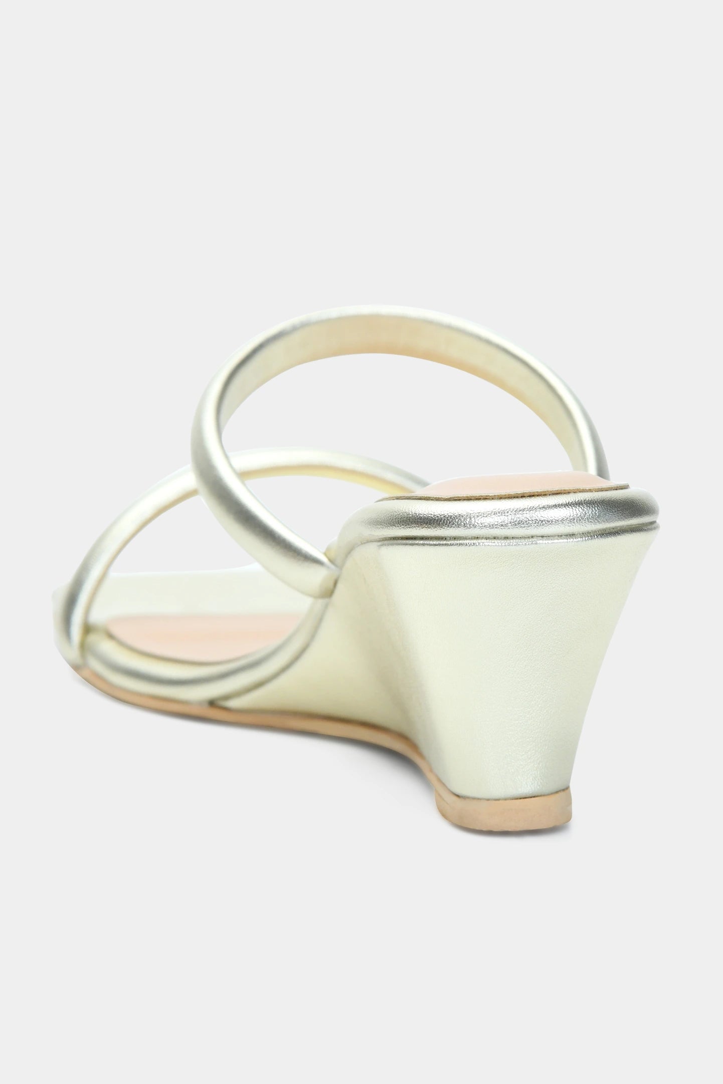 Golden Square Toe Wedge Heels