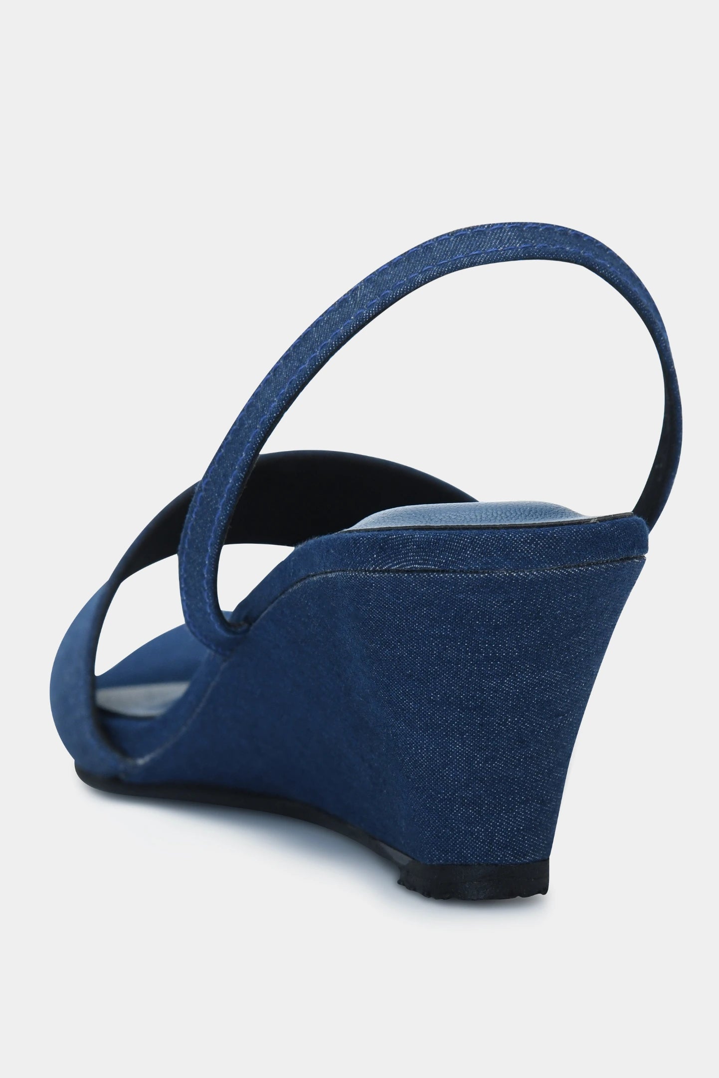 Denim Pointed Toe Wedge Heels