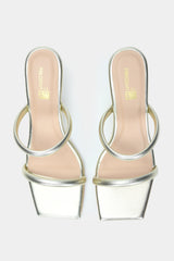 Golden Square Toe Wedge Heels