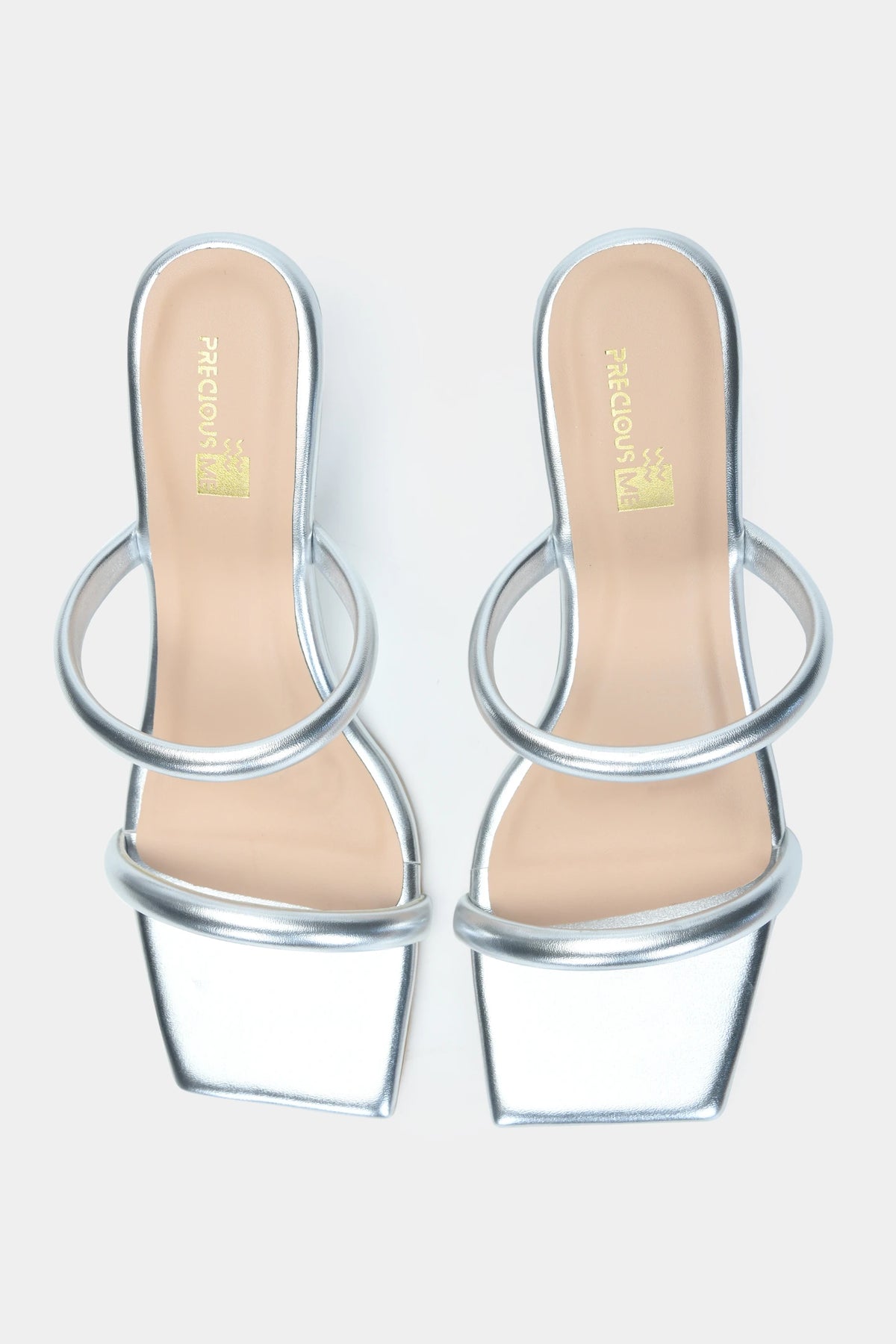 Silver Square Toe Wedge Heels