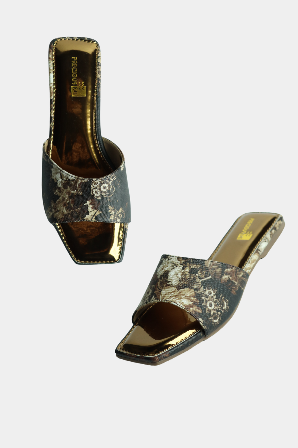 Floral Metallic Slip Ons