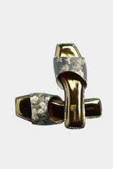 Floral Metallic Slip Ons
