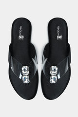 Diamond Embellished Clear Black Flats