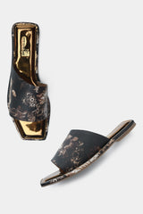 Floral Metallic Flats