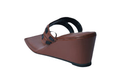 Bown with Black Texture Square Toe Wedge Heels