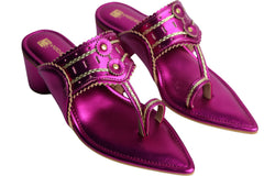 Fucshia Kolhapuri with Golden Thread