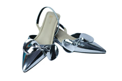 Glass silver Cinderella Bow Wedges