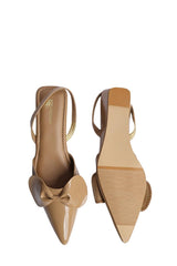 Glass Beige Cinderella Bow Wedges