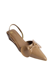 Glass Beige Cinderella Bow Wedges