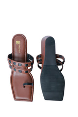 Bown with Black Texture Square Toe Wedge Heels