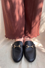 Black soft leather loafers