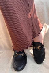 Black soft leather loafers